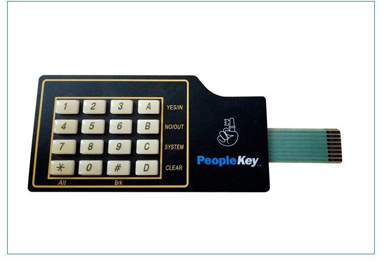 Tactile 10 PIN Membrane Switch Keypad Custom 5 Keys Embossed